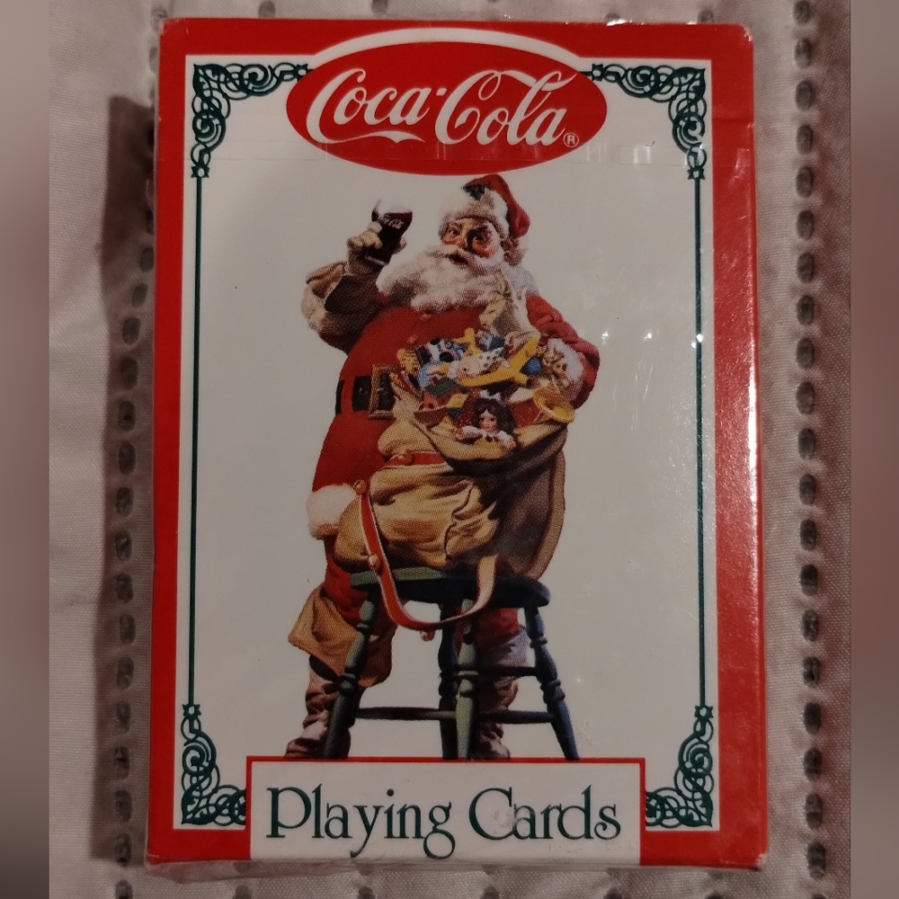 Vintage, unopened, 1994 Coca-Cola Santa playing cards
